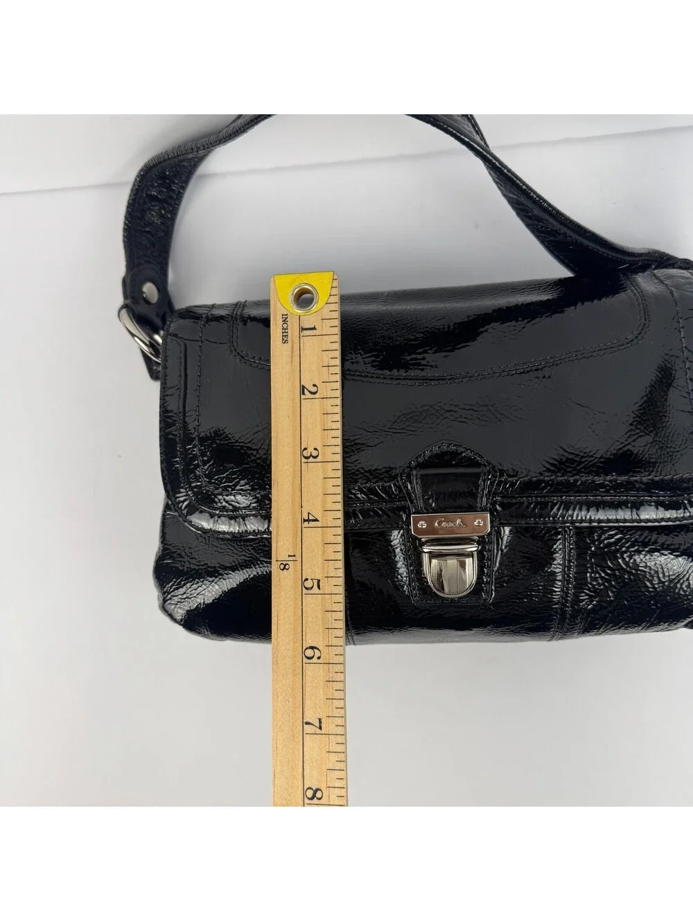 Y2K Coach Poppy Lyla Onyx Crossbody Bag Black Patent Leather Shoulder Purse